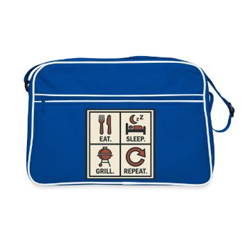Eat Sleep Grill Start Again Barbecue - Retro Bag - blue/white - Front