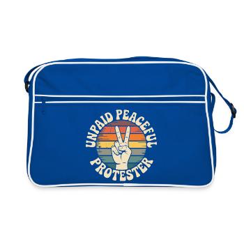 Unpaid Peaceful Protester Activist Saying Demo - Retro Bag - blue/white - Front