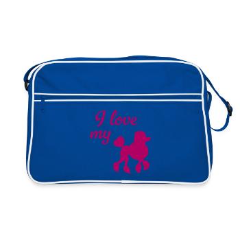 J’adore ma promenade maîtresse maîtresse de cœur de caniche - Sac Retro - bleu/blanc - Devant