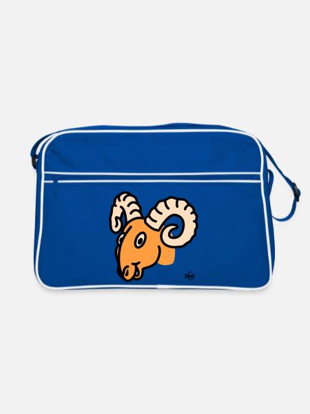 Widder groß - Retro Tasche - Blau/Weiß - Vorne
