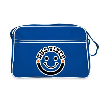 Minimalist Modern Hug Vibes Circle – Smile Curve - Retro Bag - blue/white - Front