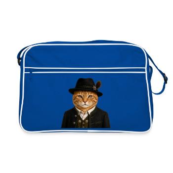 Chat de la Forêt-Noire en costume traditionnel - Sac Retro - bleu/blanc - Devant