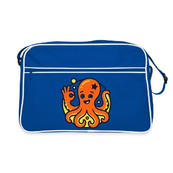 Oktopus Krake Tauchen Kinder Tauchschule - Retro Tasche - Blau/Weiß - Vorne