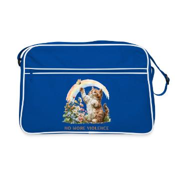 « Plus de violence » Rainbow Kitten & Butterfly - Sac Retro - bleu/blanc - Devant