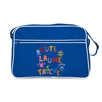 Gute Laune Monster Tasche - Retro Tasche - Blau/Weiß - Vorne