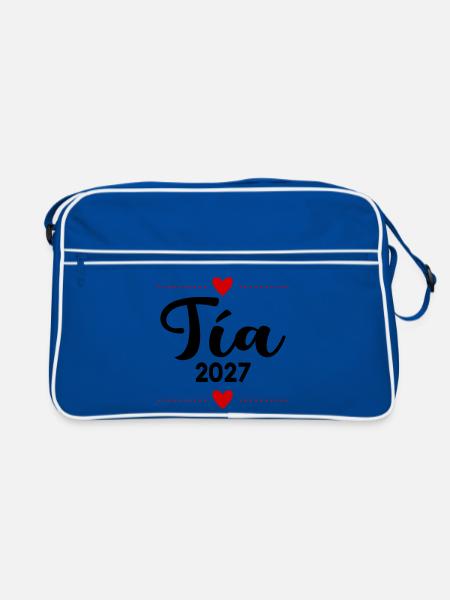 Spanische Tante 2027 - Retro Tasche - Blau/Weiß - Vorne
