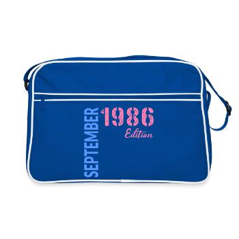 September 1986 Birthday - Retro Bag - blue/white - Front