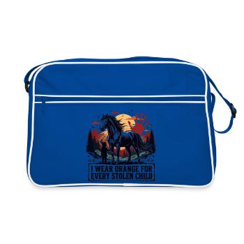 Indianer tragen Orange für jedes gestohlene Kind - Retro Tasche - Blau/Weiß - Vorne
