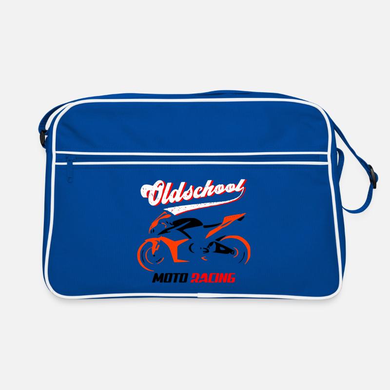 Motorcycle Silhouette Design - Retro Bag - blue/white
