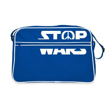 Paix / mettre fin aux guerres / idée cadeau - Sac Retro - bleu/blanc - Devant
