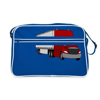 truck trucks trucks vehicles construction trucks3 - Retro Bag - blue/white - Front