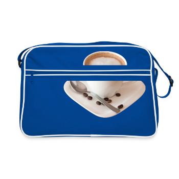 cappuccino coffee kaffee cup tasse mokka pot pott1 - Retro Tasche - Blau/Weiß - Vorne