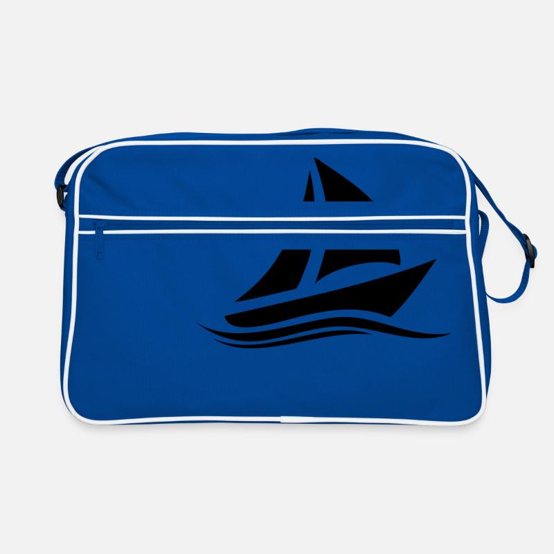 Segelboot - Retro Tasche - Blau/Weiß