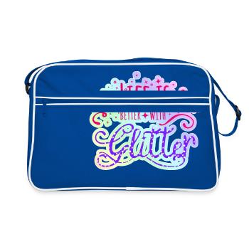 Glitter rainbow pastel colors Life is glitter - Retro Bag - blue/white - Front