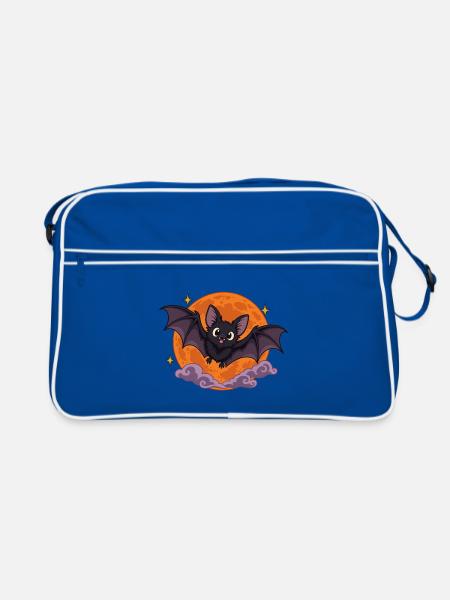 Mondfledermaus Cartoon - Retro Tasche - Blau/Weiß