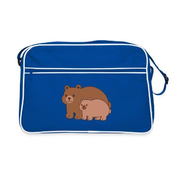 Bear Family – Mom & Baby - Retro Bag - blue/white - Front