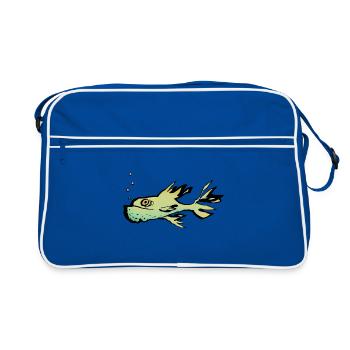 Fisch - Retro Tasche - Blau/Weiß - Vorne