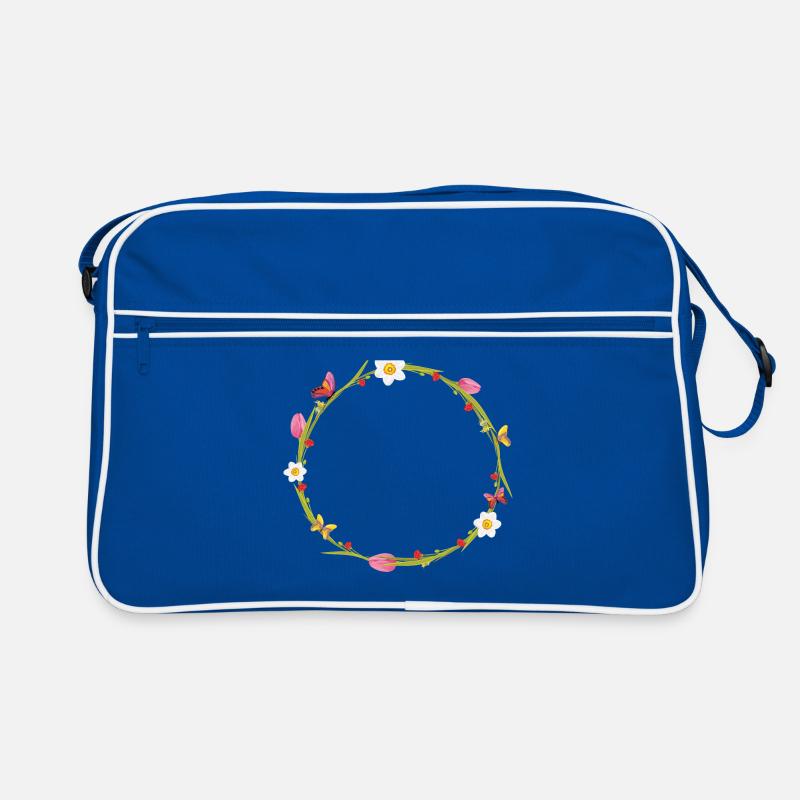Frühlingskranz - Retro Tasche - Blau/Weiß