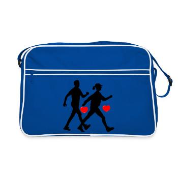 Deux marcheurs avec des cœurs - Sac Retro - bleu/blanc - Devant