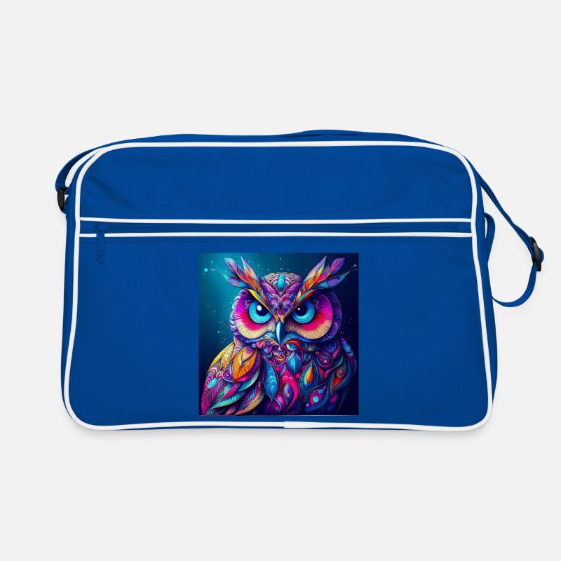 Eule - Retro Tasche - Blau/Weiß