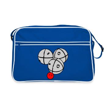 Petanque Kugeln - Retro Tasche - Blau/Weiß - Vorne