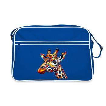 Giraffe colored and painted like Harlequin - Retro Bag - blue/white - Front