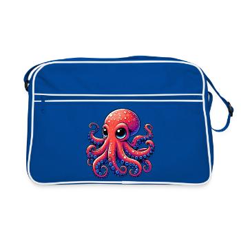 Krake - Retro Tasche - Blau/Weiß - Vorne
