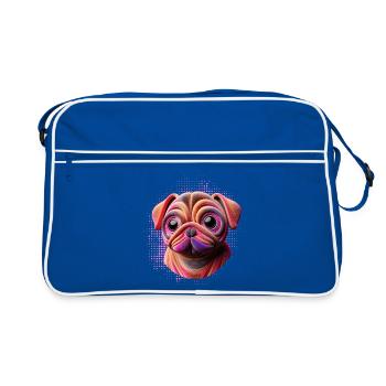 carlin chien ami câlin fille 3D pépinière - Sac Retro - bleu/blanc - Devant