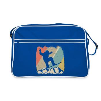 Alpiner Retro-Snowboarder - Retro Tasche - Blau/Weiß - Vorne