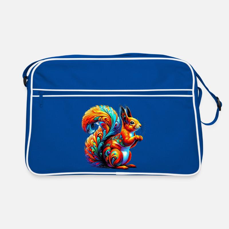 Eichhörnchen - Retro Tasche - Blau/Weiß