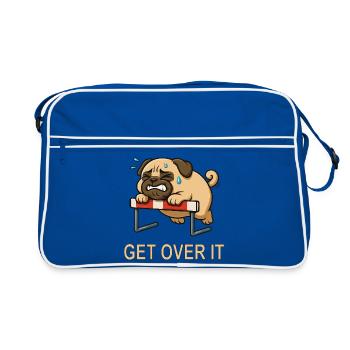 Pug Hurdle Hurdle Hurdler Saying - Retro Bag - blue/white - Front