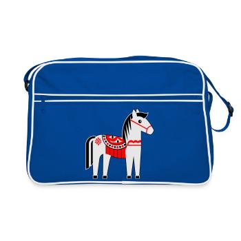 Colorful Dala Horse Skandi Design – Folk Art Motif - Retro Bag - blue/white - Front