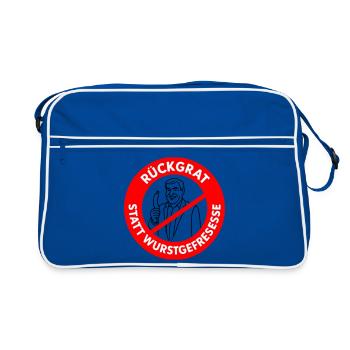 Backbone instead of sausage eating! DESIRED COLORS Comic - Retro Bag - blue/white - Front
