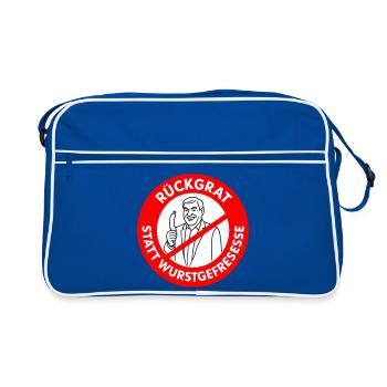 Colonne vertébrale au lieu de manger des saucisses ! COULEURS de bande dessinée - Sac Retro - bleu/blanc - Devant