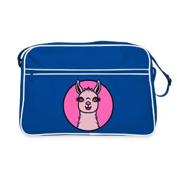 Rosa Lama - Retro Tasche - Blau/Weiß - Vorne