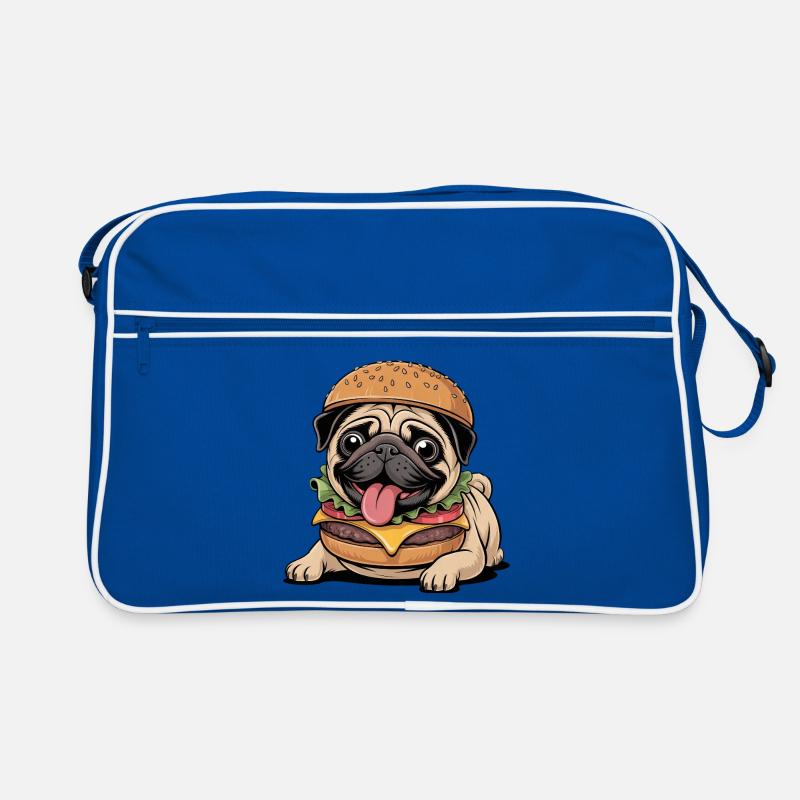 Lustiger Mops als Halloween Monster Cheeseburger Retro Tasche