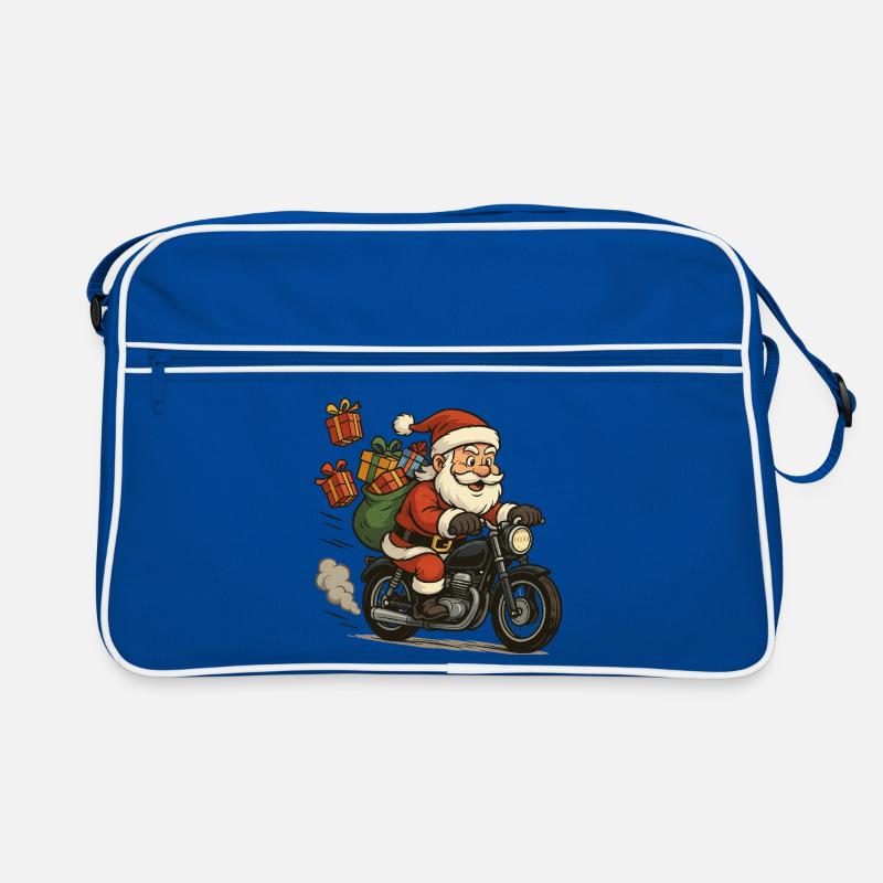 Weihnachtsmann auf Motorrad mit Geschenken Retro Tasche
