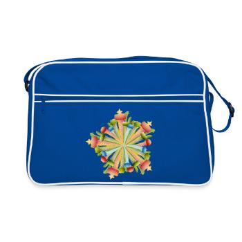 Ornement Mandala de plantes tubulaires colorées - Sac Retro - bleu/blanc - Devant