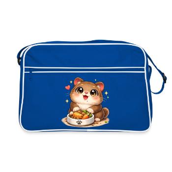 Cuddly kitten with food bowl - Retro Bag - blue/white - Front