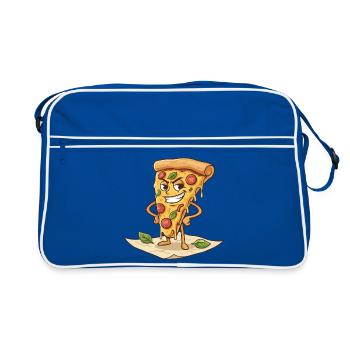 Dessin animé coquin de la part de pizza - Sac Retro - bleu/blanc - Devant