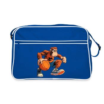 Affen Basketballer / Hooper - Retro Tasche - Blau/Weiß - Vorne