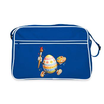 Künstlerisches Osterei mit Pinsel  - Retro Tasche - Blau/Weiß - Vorne
