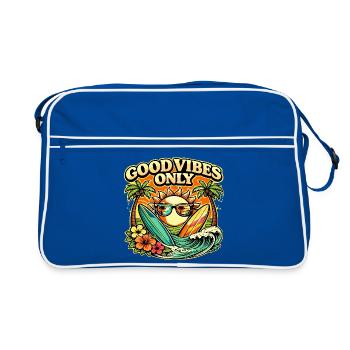 Surf Sonnenuntergang Palmen Strand Design - Retro Tasche - Blau/Weiß - Vorne