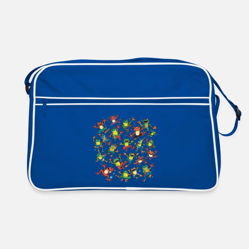 Colorful dancing frogs circle Retro Bag