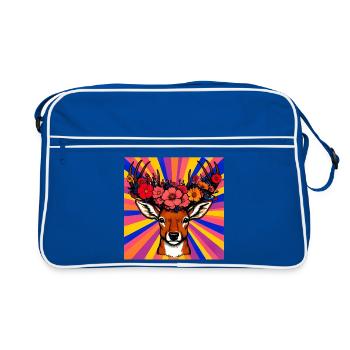 Cerf aux fleurs - Sac Retro - bleu/blanc - Devant