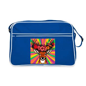 Cerf aux fleurs - Sac Retro - bleu/blanc - Devant