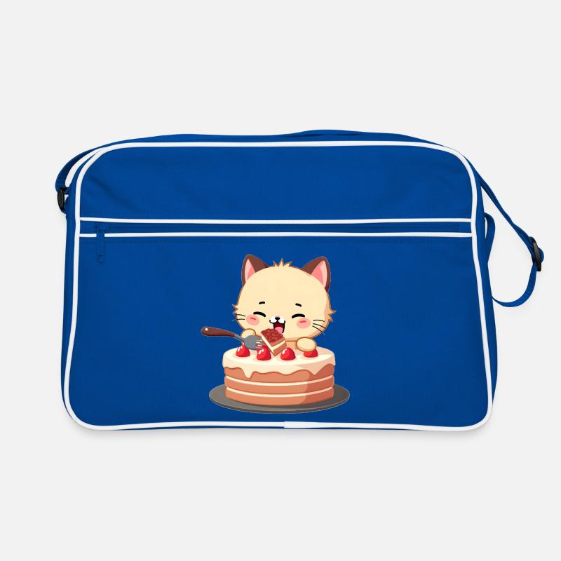 Katze isst Kuchen Retro Tasche