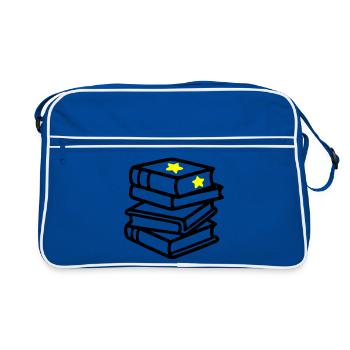 Stack of Books Star Fantasy Reading Book Club - Retro Bag - blue/white - Front
