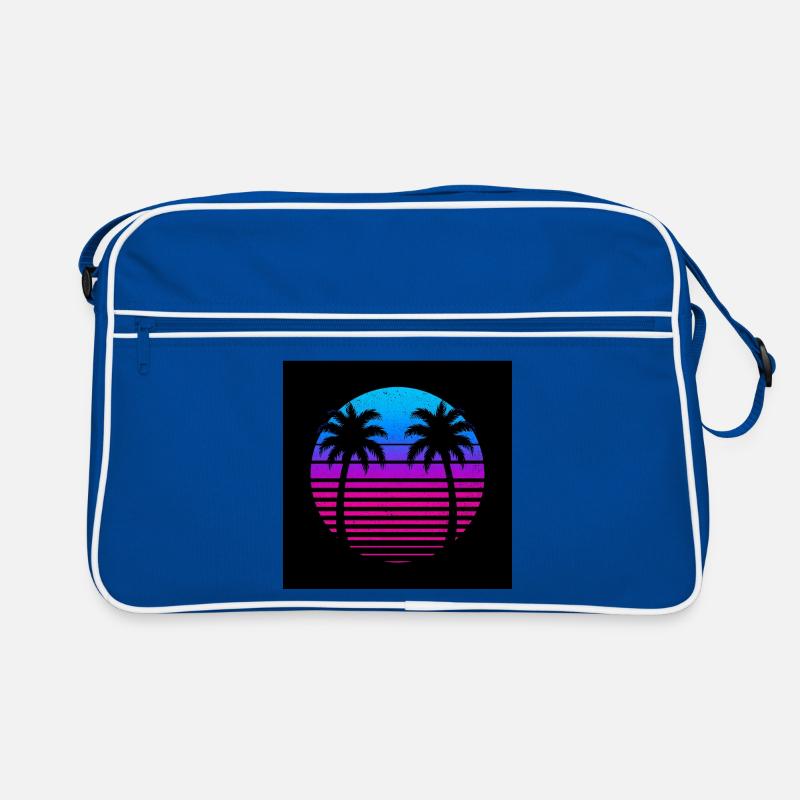 Cercle du Coucher de Soleil du Palmier Néon Sac Retro