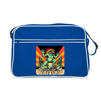 Frosch Apokalypse - Retro Tasche - Blau/Weiß - Vorne